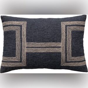 Creative Co-Op 24 Inches Cotton Blend LumbarJute Embroidery Charcoal Pillow Gray